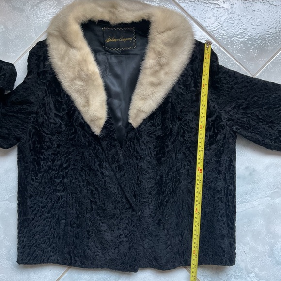 Vintage Black Curly Lamb Karakul and Blonde Mink Swing Coat, M - Picture 9 of 12